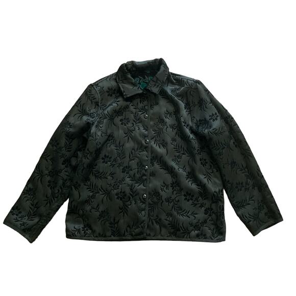 1990s VTG Reversible Drapers & Damon's Black Blue Green Tapestry Jacket Large - Picture 2 of 5